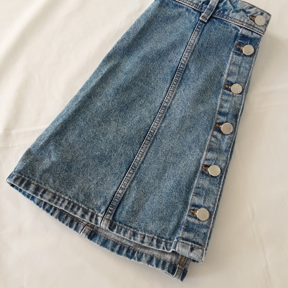 Divided #104 H&M Women's Skirt Button-Up A-line Blue Denim Sz 2 Preowned